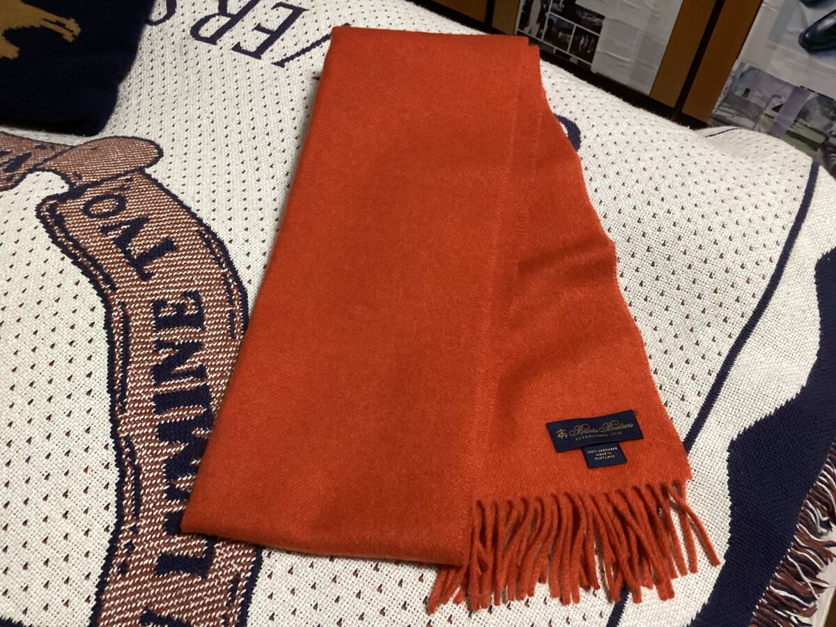 BROOKS BROTHERS 100%CASHMERE マフラー 色オレンジ33x170センチ拍卖