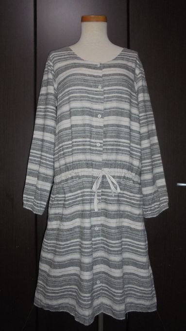 SM2グレー色イレギュラーボーダーW下絞りシャツチェニOP拍卖