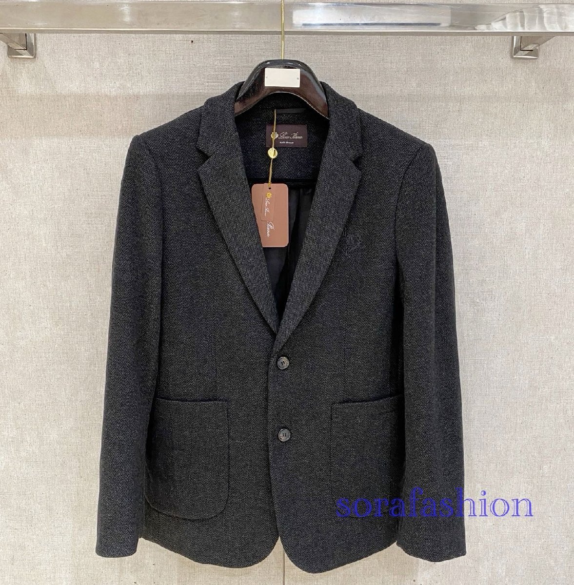 Loro Piana ロロピアーナ メンズテーラードジャケット ブレザー ビジネススーツ ダークグレー Lサイズ フォーマルスーツ コート 紳士服拍卖