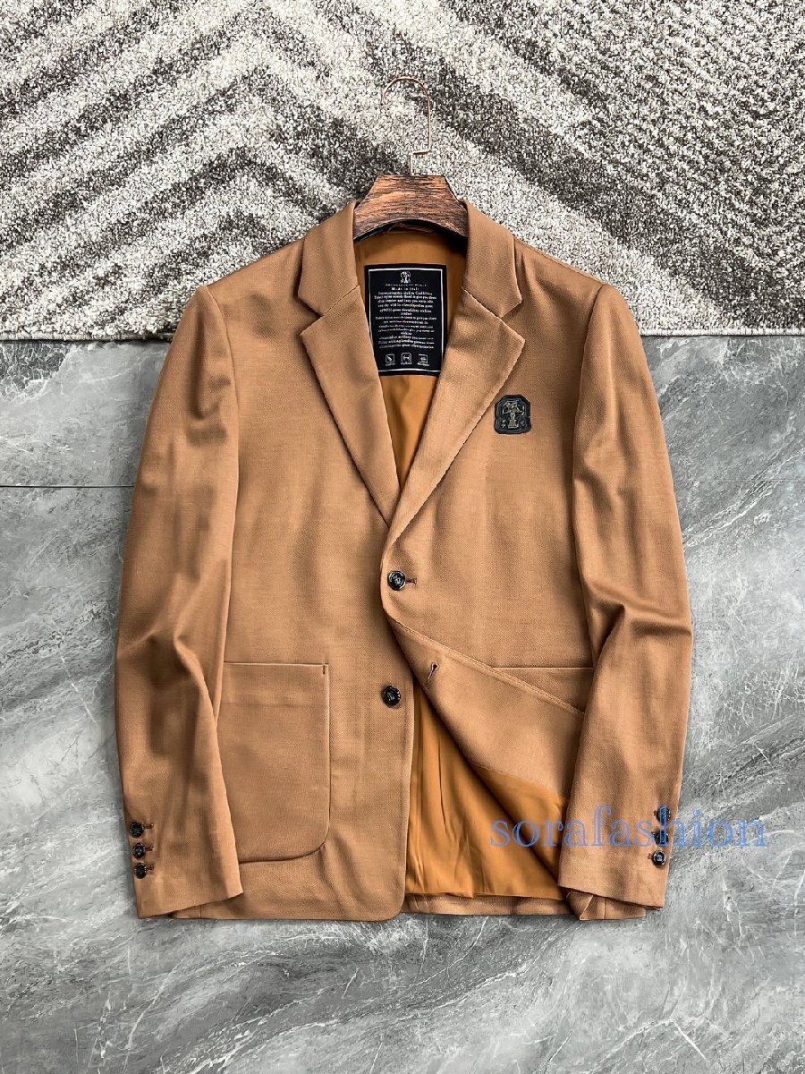 BRUNELLO CUCINELLI ブルネロ クチネリ メンズテーラードジャケット ブレザー ビジネススーツ ブラウン 52 長袖 フォーマル 紳士服 スーツ拍卖