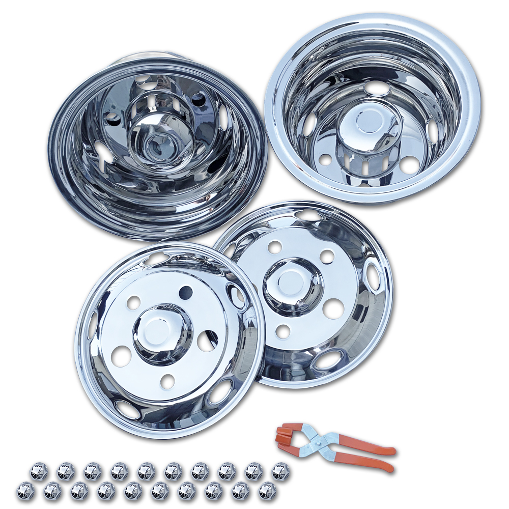 本州一律送料無料 ブルーテックキャンター ステンレス ホイールライナー 5.5K-16 116.5mm P.C.D 208mm 41mmナット キャップ拍卖