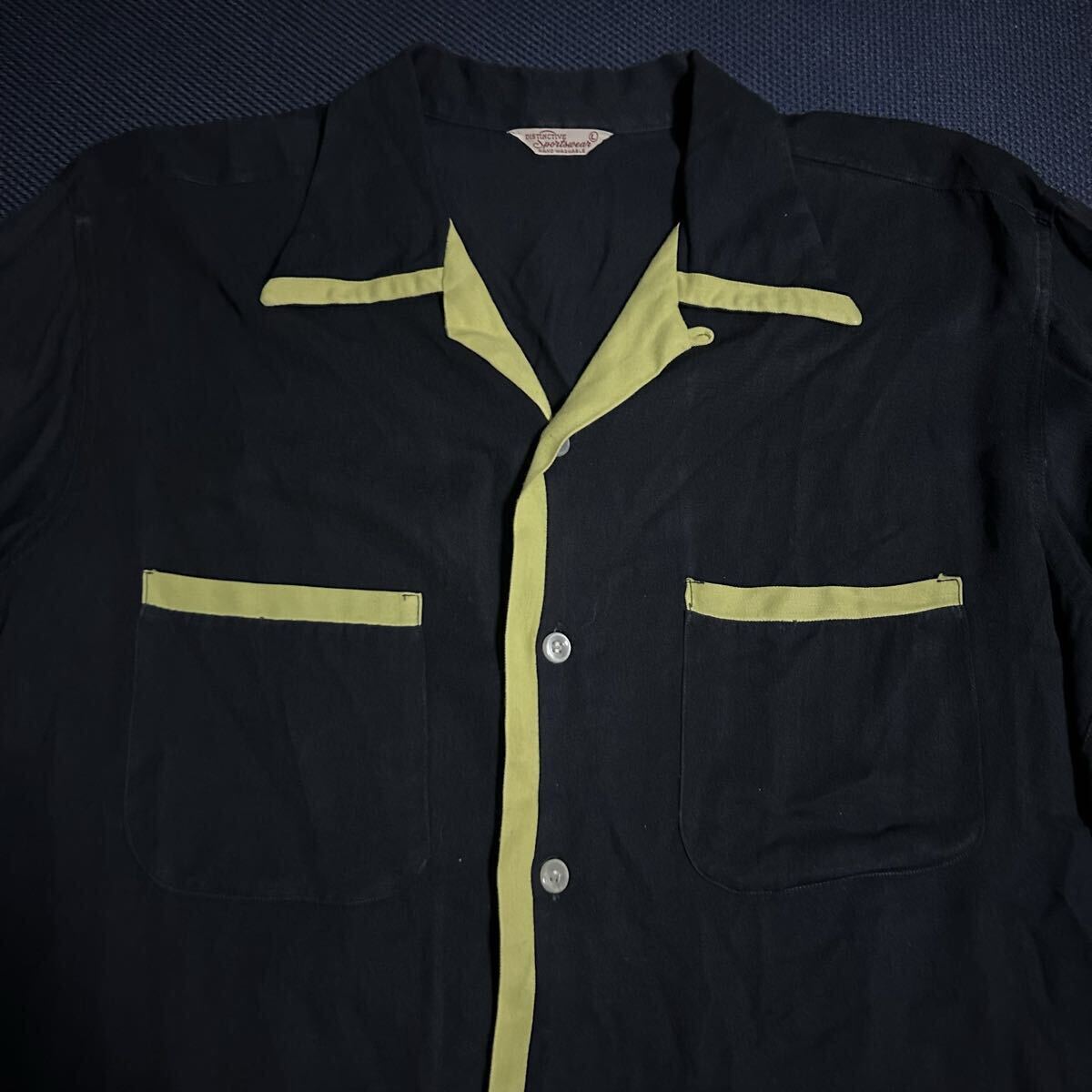 SPECIAL 美品 50s 黒ギャバ ツートーン レーヨンギャバジンシャツ ビンテージ ロカビリー 拍卖