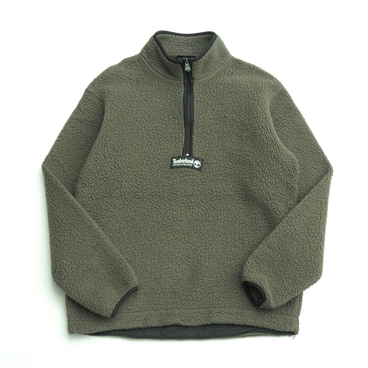 TJ7088▽USA製 ティンバーランド/Timberland*PERFORMANCE*メンズ*ポーラテック/POLARTEC*ハーフジップ プルオーバー スウェット*カーキ系拍卖