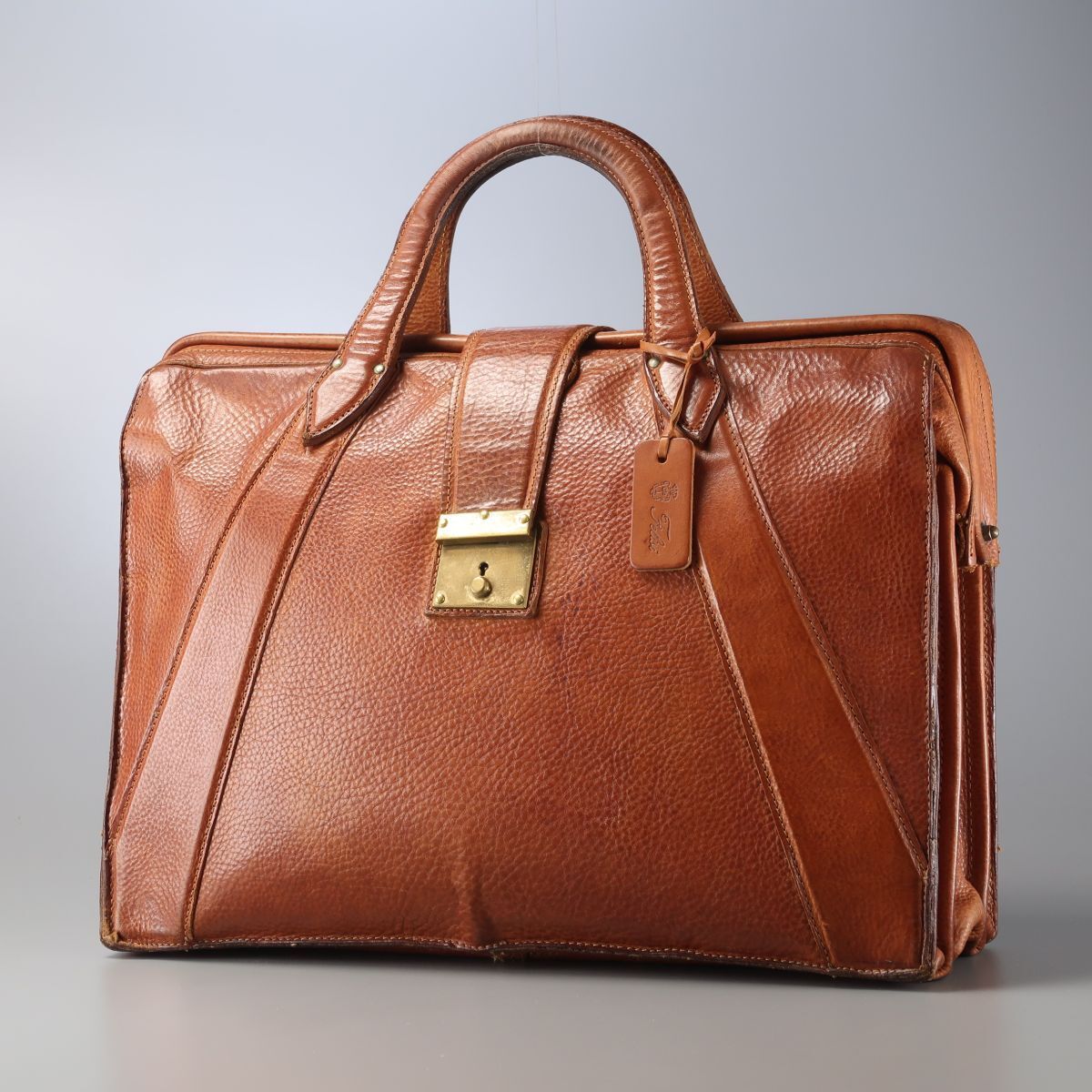 MI1541◎イタリア製 Felisi フェリージ 2033 鍵付き レザー ダレスバッグ ビジネスバッグ ブリーフケース 鞄 ブラウン系 メンズ拍卖