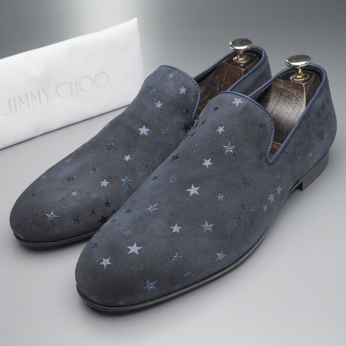 GS5873//未使用/訳あり/イタリア製*ジミーチュウ/JIMMY CHOO*スローン/SLOANE/メンズ43/スター/星/スウェードローファー/スリッポン/革靴拍卖