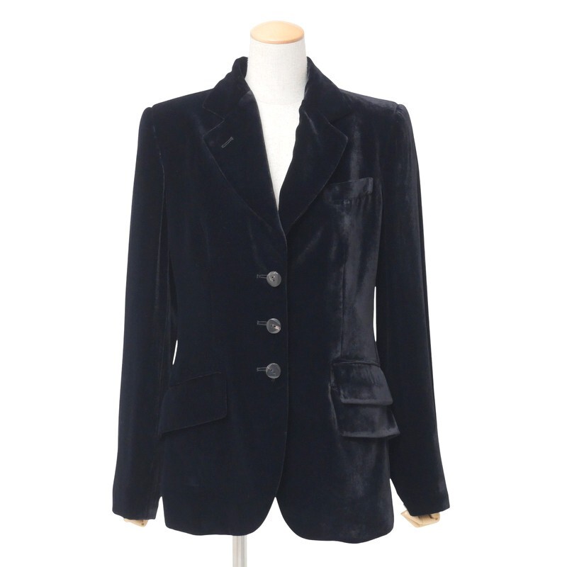 MI2272□未使用 イタリア製 アルマーニコレツィオーニ シルク混 ベロアジャケット テーラードジャケット レディース サイズ42 ハンガー付拍卖