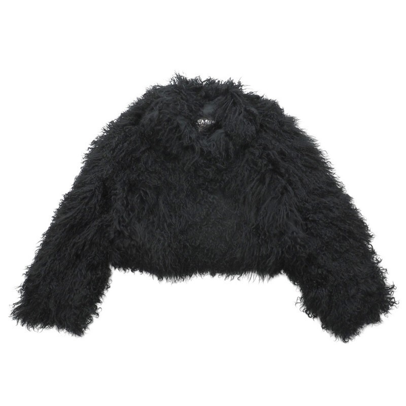 GS4671●エンバ/EMBA*チベットラム ファーコート ファージャケット スタンドカラー 毛皮ジャケット*レディース サイズF*ブラック拍卖