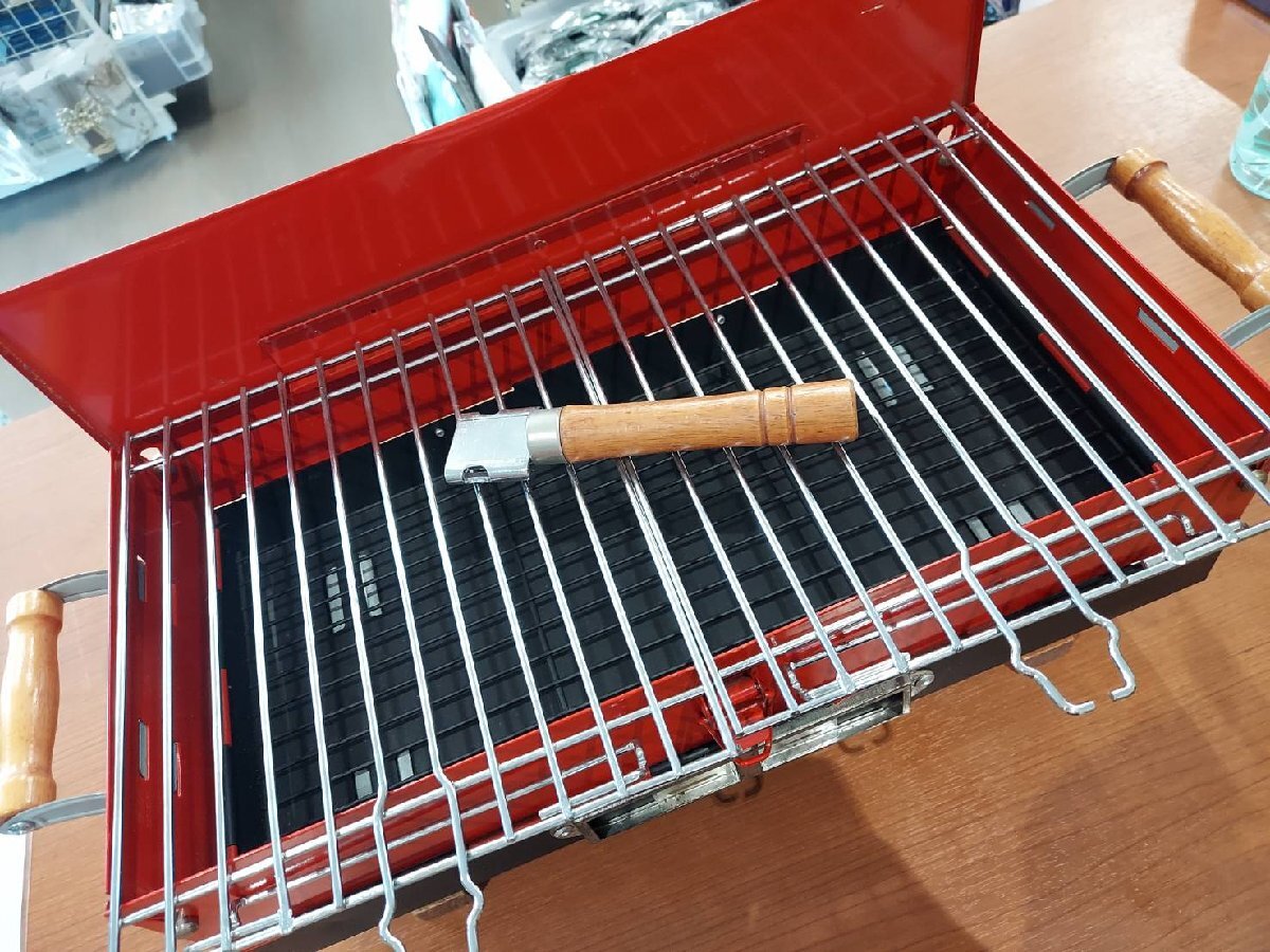 〇 折りたたみ式バーベキューコンロ BBQコンロ レッド キャンプ アウトドア グリル拍卖