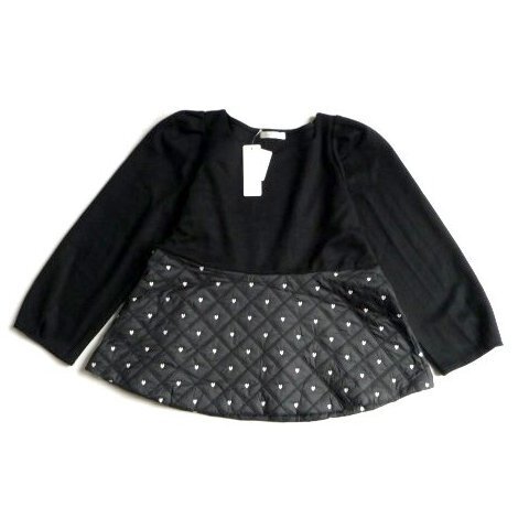 新品 RIVIETTA ハート ネック キルティング ペプラム プルオーバー 黒 L 11 ニット レディース 長袖拍卖