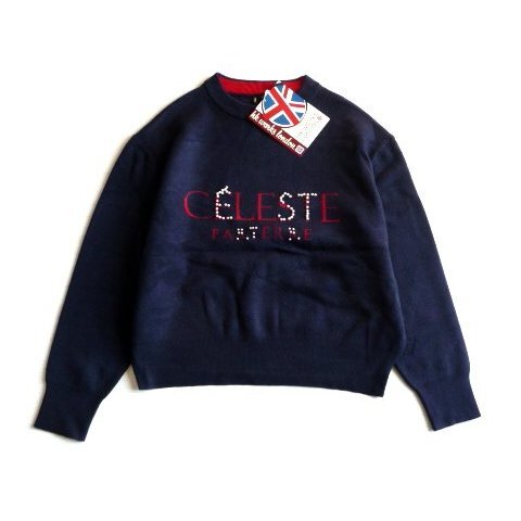 新品 HK WORKS LONDON パール 装飾 ロゴ ニット セーター クルーネック L レディース 丸首拍卖