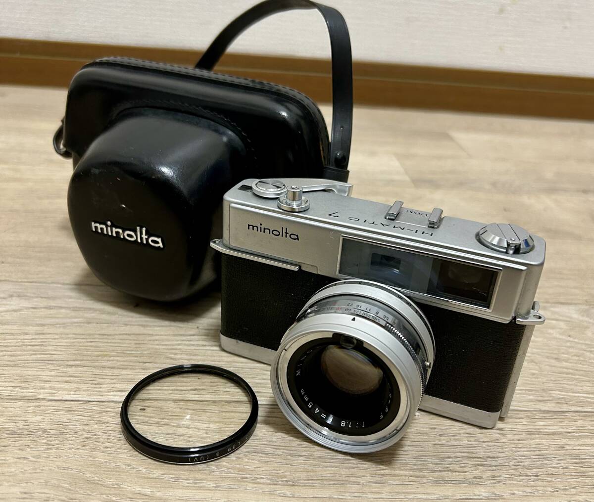 【状態良好/自宅保管品】MINOLTA/ミノルタ/フィルムカメラ/HI-MATIC 7 /1960年代~/35mm/レンズ/ROKKOR-PF/45mm F1.8/拍卖