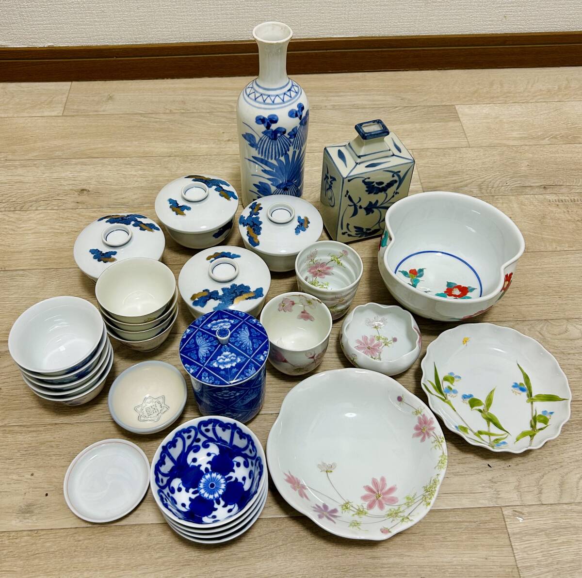 【未使用品・保管品】李朝/相集窯 島本悠次/深川製/香蘭社/他/有田焼/湯呑/お皿/器/花瓶/おまとめ/セット拍卖