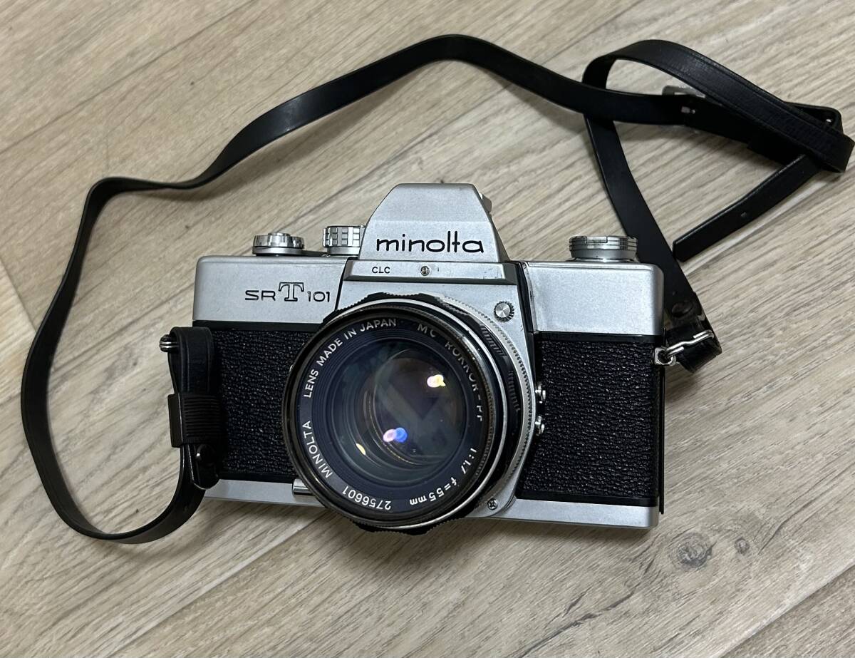 【⑲自宅保管品】MINOLTA SR-T101/ミノルタ/1966年代~発売/改良1975年代~/レンズ/MINOLTA MC ROKKOR-PF55mm F1.7/昭和レトロ/拍卖