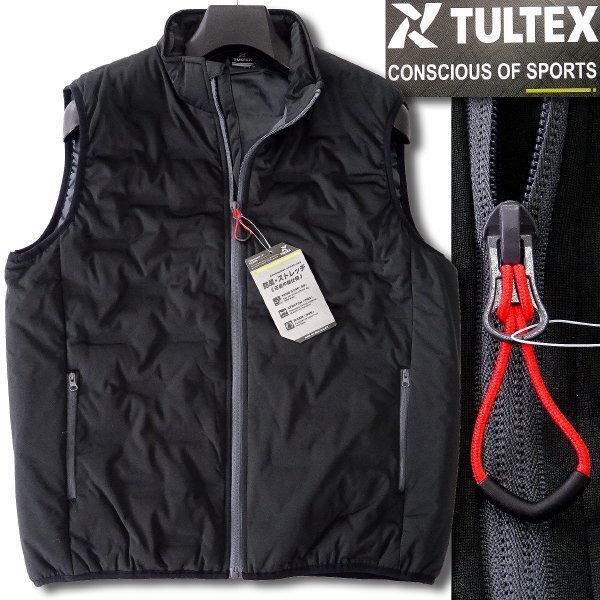 新品 タルテックス 秋冬 防風 ストレッチ 圧着 中綿 ベスト L 黒 【2-2503_10_L】 TULTEX ブルゾン ジャケット メンズ スタンドカラー拍卖