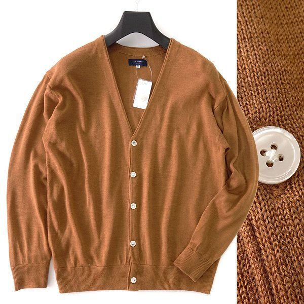 新品 バックナンバー 天竺編み Vネック ニット カーディガン M 茶 【I54924】 BACK NUMBER メンズ セーター ハイゲージ拍卖