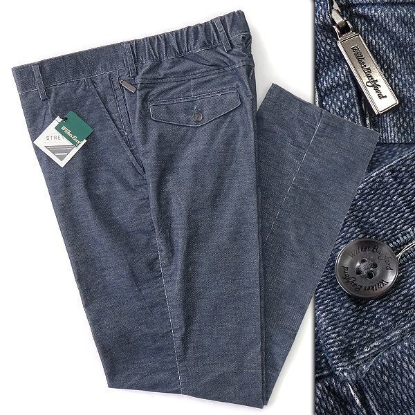新品 ウィルクスバシュフォード デニム調 ドビー コーデュロイ パンツ M 紺 【P26979】 Wilkes Bashford 秋冬 メンズ イージー拍卖