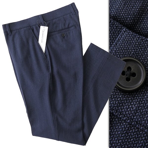 新品 シンプルライフ 裏起毛 ミニヘリンボーン ストレッチ パンツ 79(M) 紺 【P23969】 SIMPLE LIFE 秋冬 メンズ スラックス拍卖