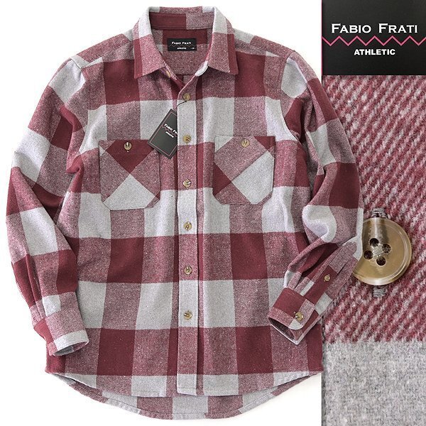新品 ファビオフラーティ ブロック チェック ネルシャツ L 赤 灰 【FF8W-H460_DRE_L】 秋冬 メンズ FABIO FRATI フランネル ビエラ拍卖