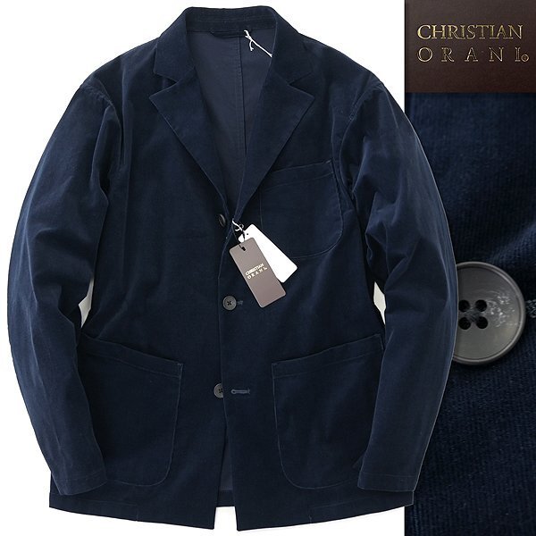 新品 クリスチャンオラーニ 秋冬 ストレッチ コーデュロイ ジャケット M 紺 【J43010】 CHRISTIAN ORANI アンコン 羽織り ネイビー メンズ拍卖
