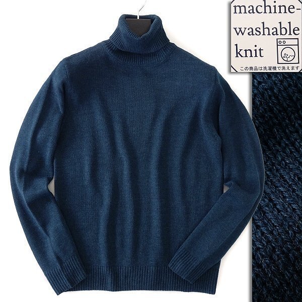 新品 クリエーションキューブ タートルネック ウォッシャブル ニット M 暗青 【3-411-889_48_M】 秋冬 メンズ CREATION CUBE セーター拍卖