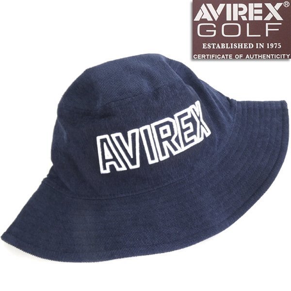 新品 アヴィレックス ゴルフ コーデュロイ バケット ハット 紺 【K23134】 AVIREX GOLF メンズ 帽子 ロゴ刺繍 起毛 カジュアル レジャー拍卖