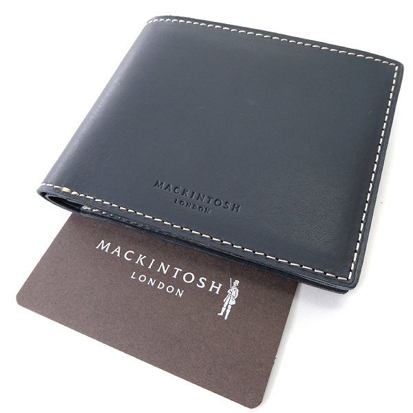 新品 1.6万 マッキントッシュロンドン 牛革 レザー 二つ折り財布 紺 【K20384】 MACKINTOSH LONDON ウォレット メンズ ヌメ革 ネイビー拍卖