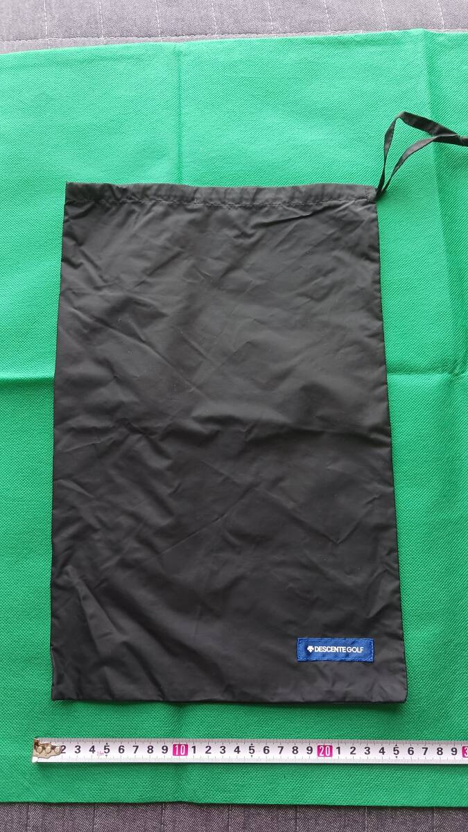 ★★DESCENTE GOLF デサントゴルフ ナイロンきんちゃく カッパ入れ シューズ袋(黒)E45拍卖