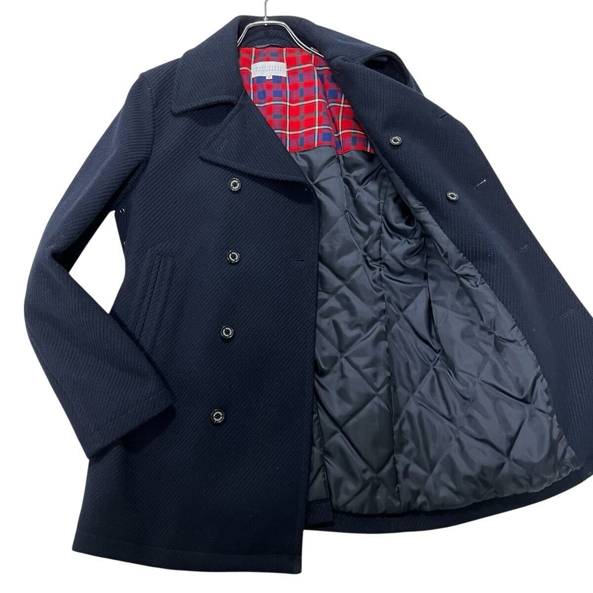 極美品 マッキントッシュフィロソフィー 中綿ピーコート L相当40 ネイビー ダブル 裏地チェック カジュアル 秋冬 MACKINTOSH PHILOSOPHY拍卖