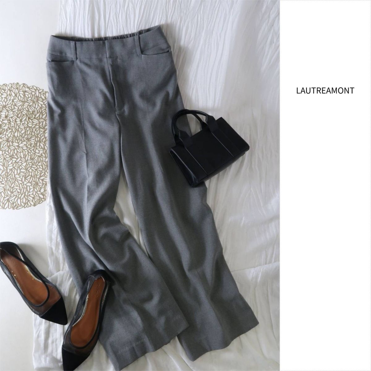 1.8万☆ロートレアモン LAUTREAMONT☆洗える バックゴム ワイドパンツ 38サイズ☆R-O 6263拍卖