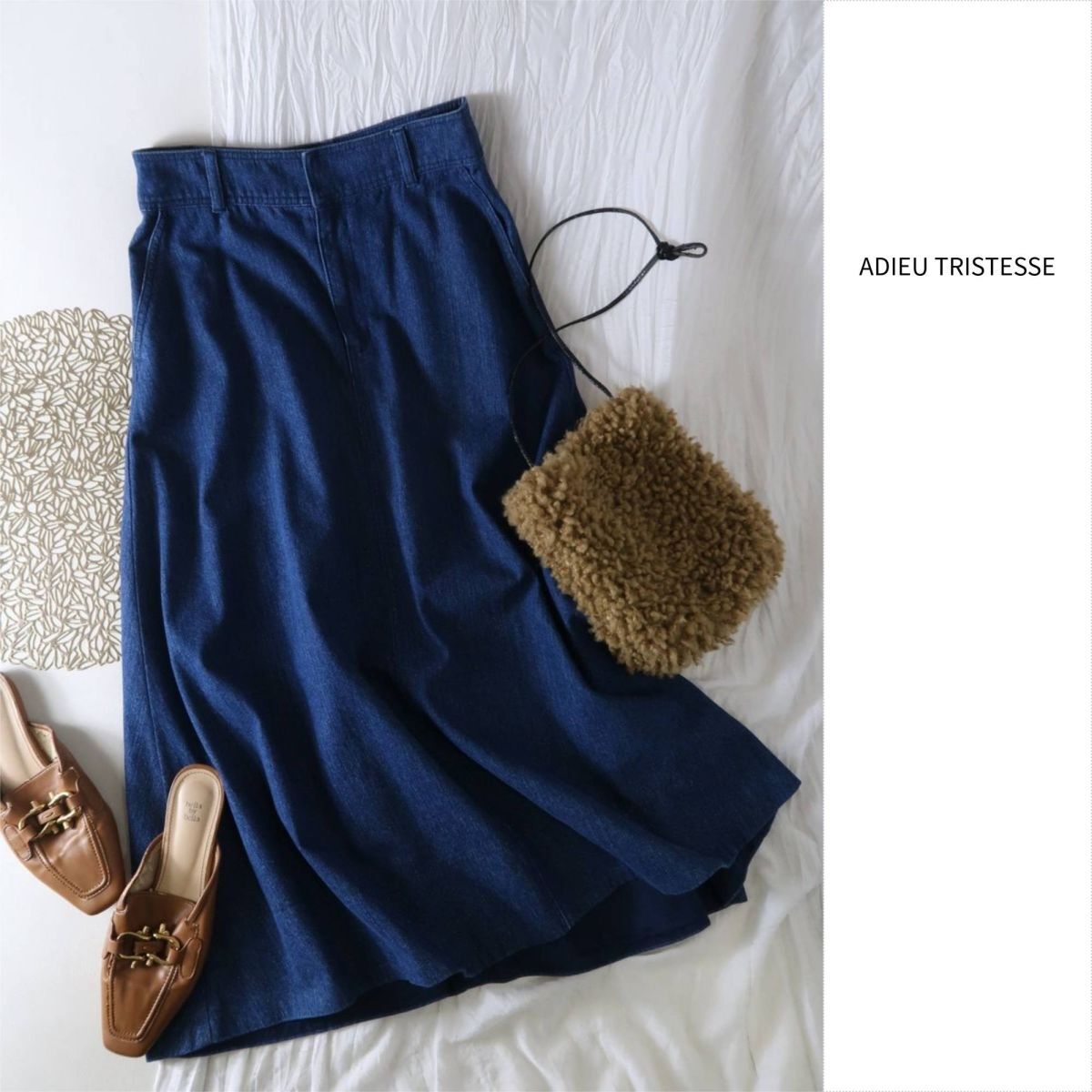 アデュートリステス ADIEU TRISTESSE☆洗える 綿100% デニムフレアスカート 38サイズ☆R-O 6261拍卖