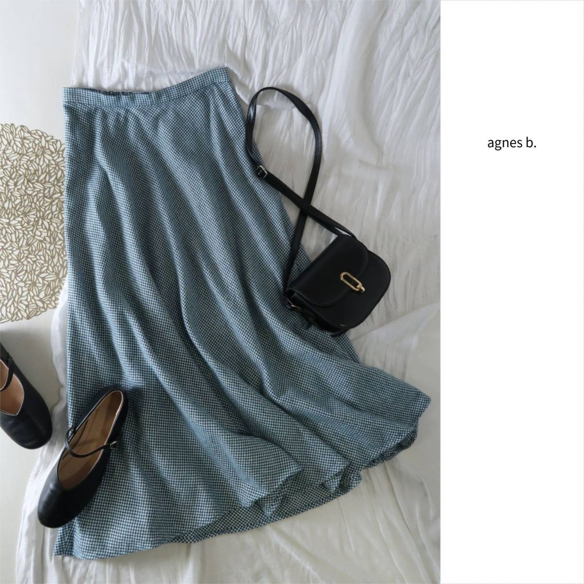 2.5万☆アニエスベー agnes b.☆ハウンドトゥースサーキュラースカート 38サイズ☆A-O 6255拍卖
