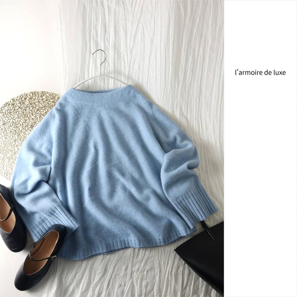 百貨店購入/ラモワールドゥリュクス l'armoire de luxe☆ウールカシミヤ ボトルネックニット 38サイズ 日本製☆M-B 6299拍卖