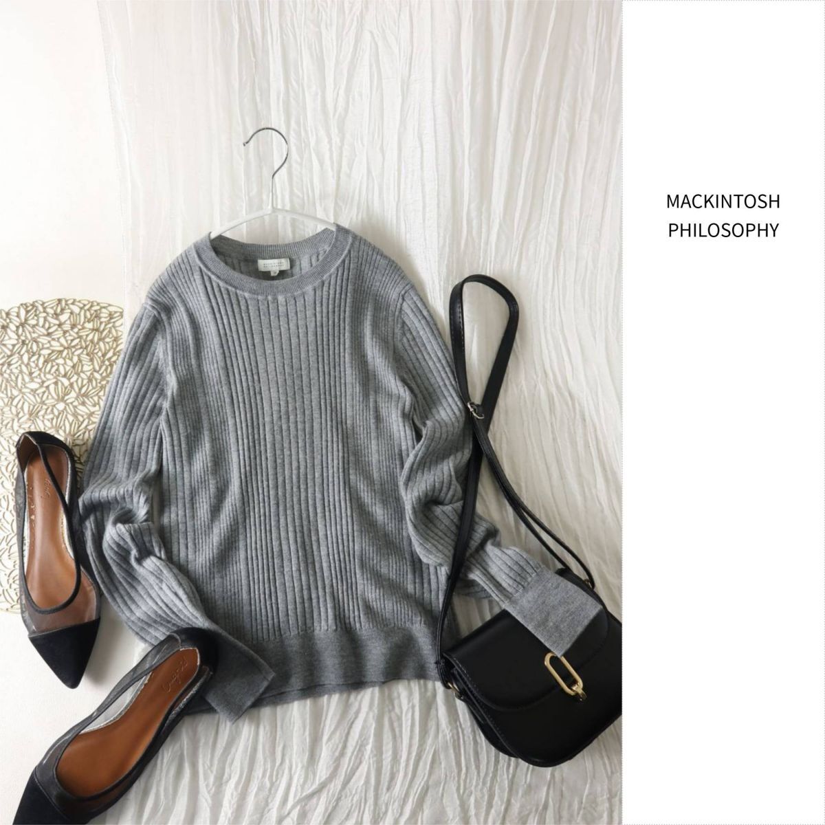 マッキントッシュ MACKINTOSH☆イタリア製糸使用☆毛100% 洗える ランダムリブ プルオーバー 38サイズ☆E-M 6295拍卖