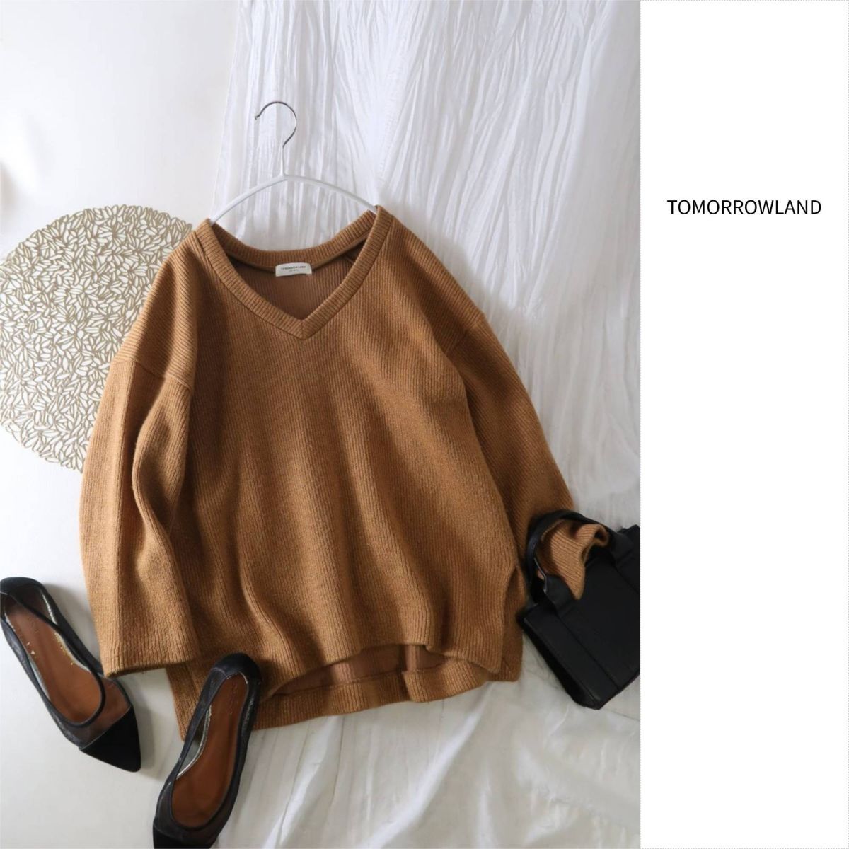 トゥモローランド TOMORROWLAND☆ラメクォーターゲージ Vネックプルオーバー Sサイズ☆M-B 6284拍卖