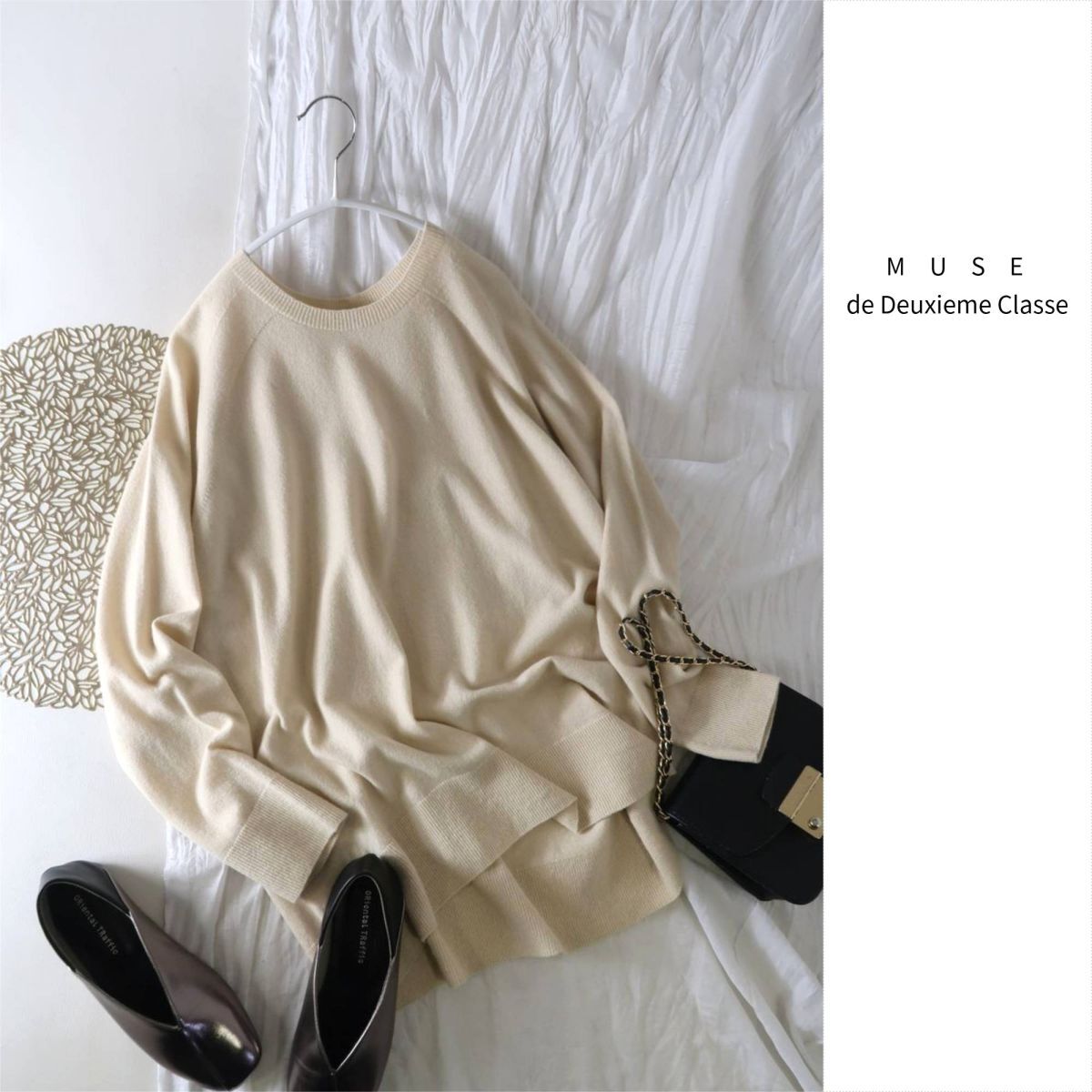 2.7万☆ドゥーズィエムクラス/MUSE de Deuxieme Classe☆毛100% CAPRI クルーネックプルオーバー 日本製☆M-B 6275拍卖