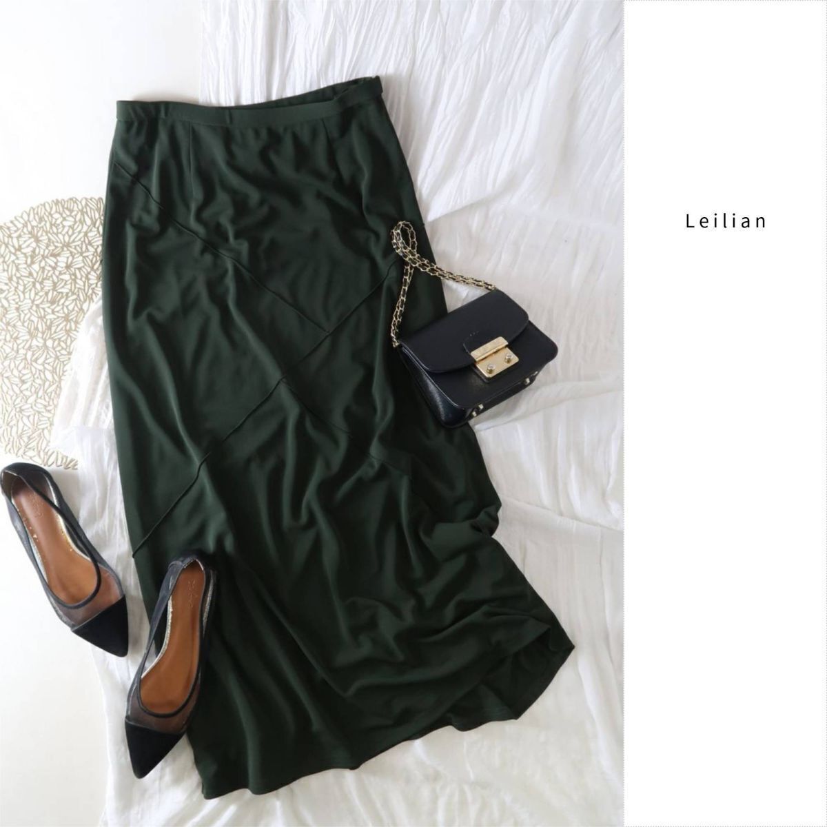 レリアン Leilian☆大きいサイズ☆シームデザイン スカート 13+サイズ 日本製☆A-O 5849拍卖