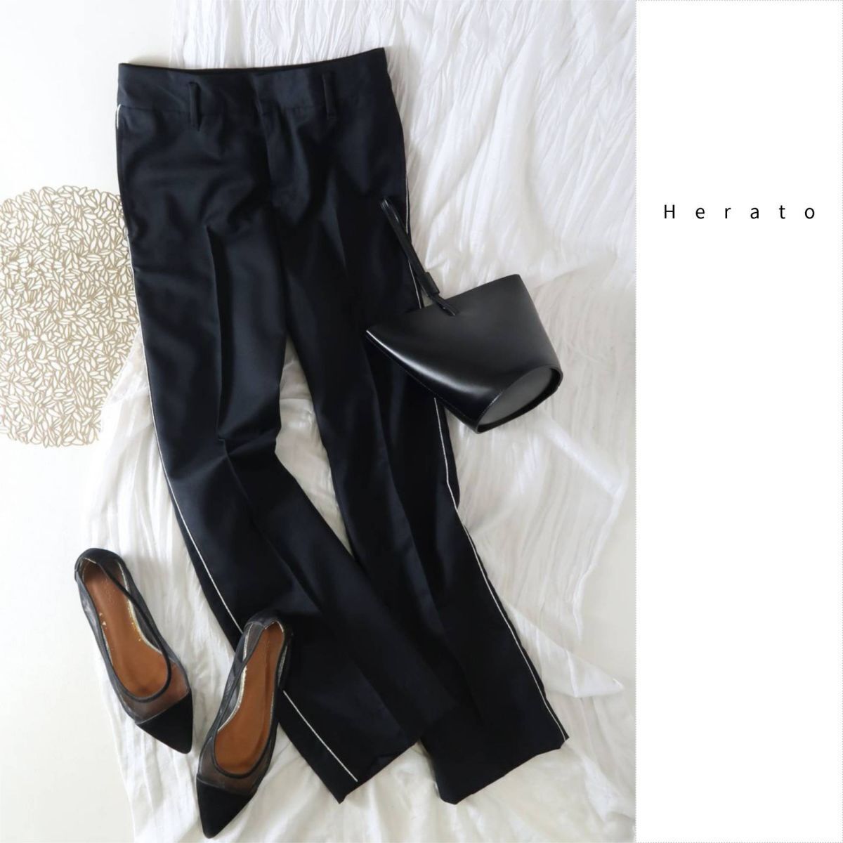 ヘルト Herato☆ウール サイドサイン センターシームパンツ Ⅱサイズ 日本製☆M-B 6057拍卖