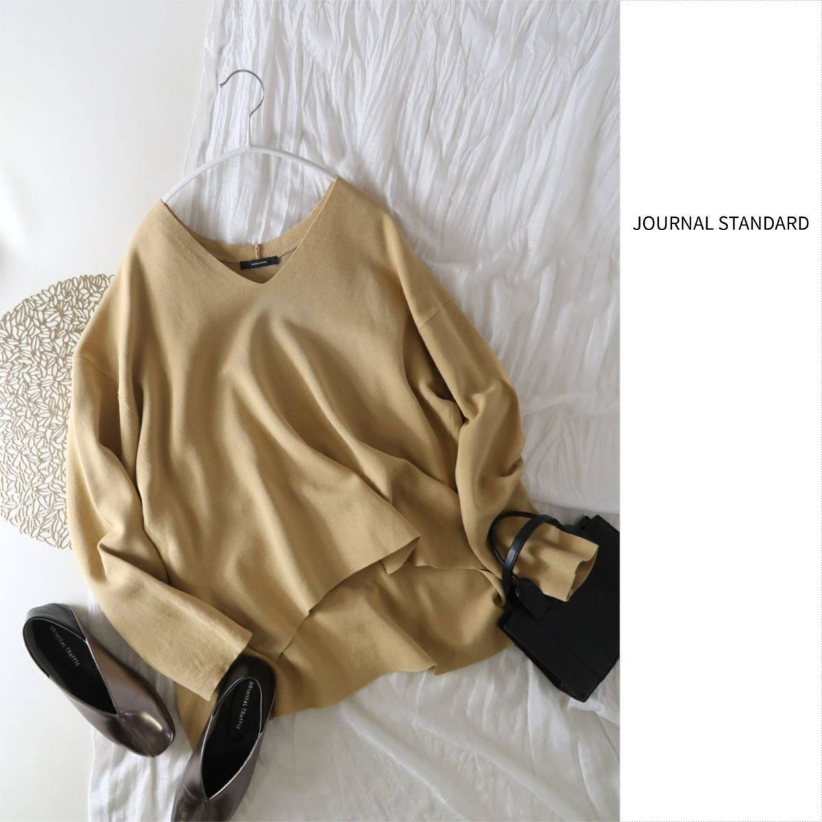 1.4万☆ジャーナルスタンダード JOURNAL STANDARD☆洗える 綿100% コットンミラノリブVプルオーバー☆M-B 5542拍卖
