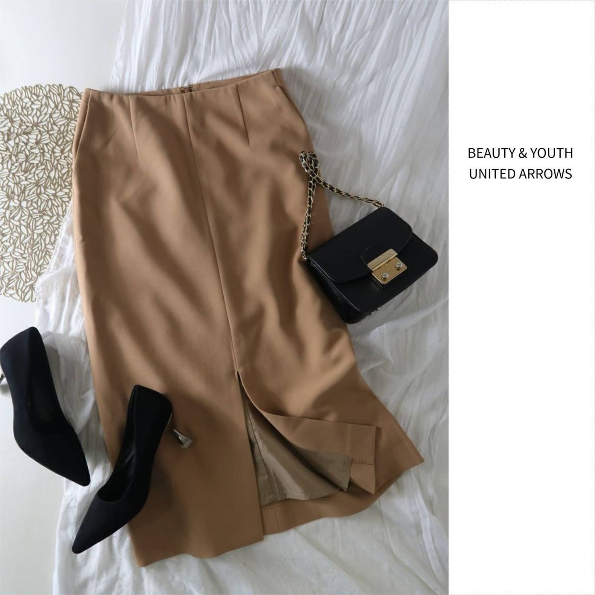 1.3万☆ユナイテッドアローズ/BEAUTY & YOUTH☆ダブルクロス タイトスカート Mサイズ 日本製☆E-M 5739拍卖