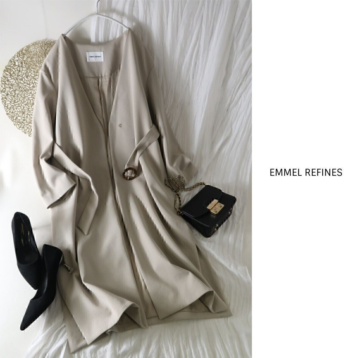 2.5万☆ユナイテッドアローズ /EMMEL REFINES☆トリコチンノーカラーコート Sサイズ☆R-O 6653拍卖