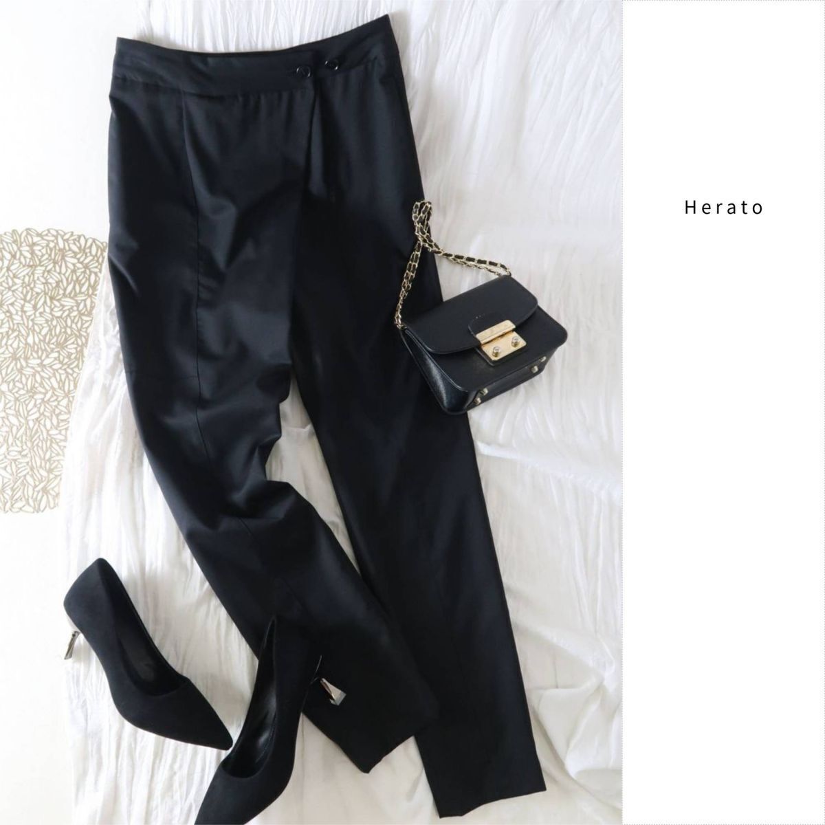 ヘルト Herato☆ウール100% アシンメトリーパンツⅠサイズ 日本製☆M-B 5934拍卖