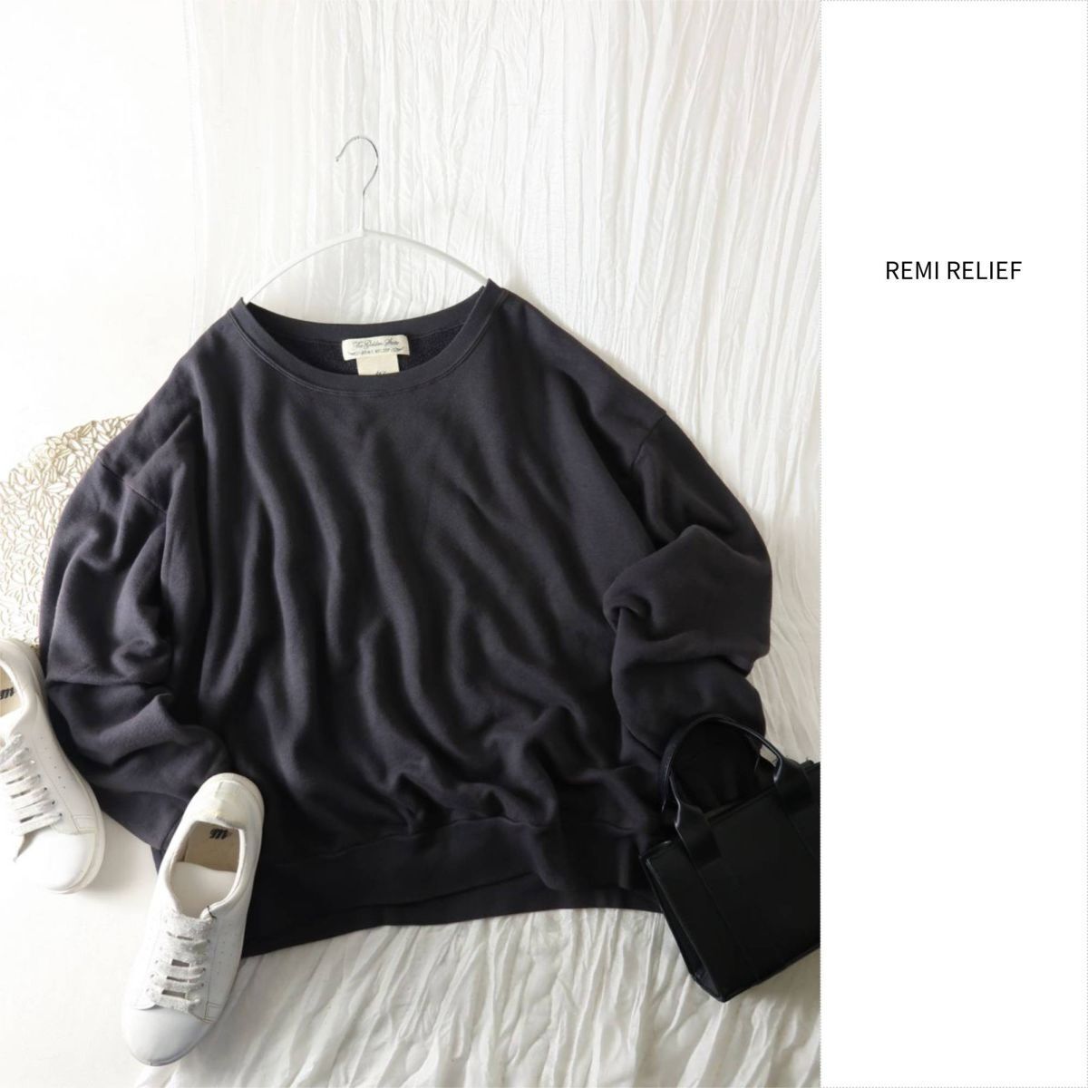 レミ レリーフ REMI RELIEF☆洗える ボートネック スウェット Fサイズ 日本製☆E-M 6182拍卖