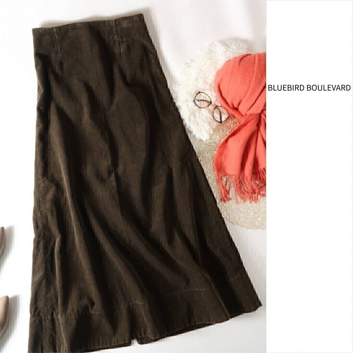 ブルーバードブルバード BLUEBIRD BOULEVARD☆洗える バックスリット コーデュロイフレアスカート Sサイズ 日本製☆M-B 0905拍卖