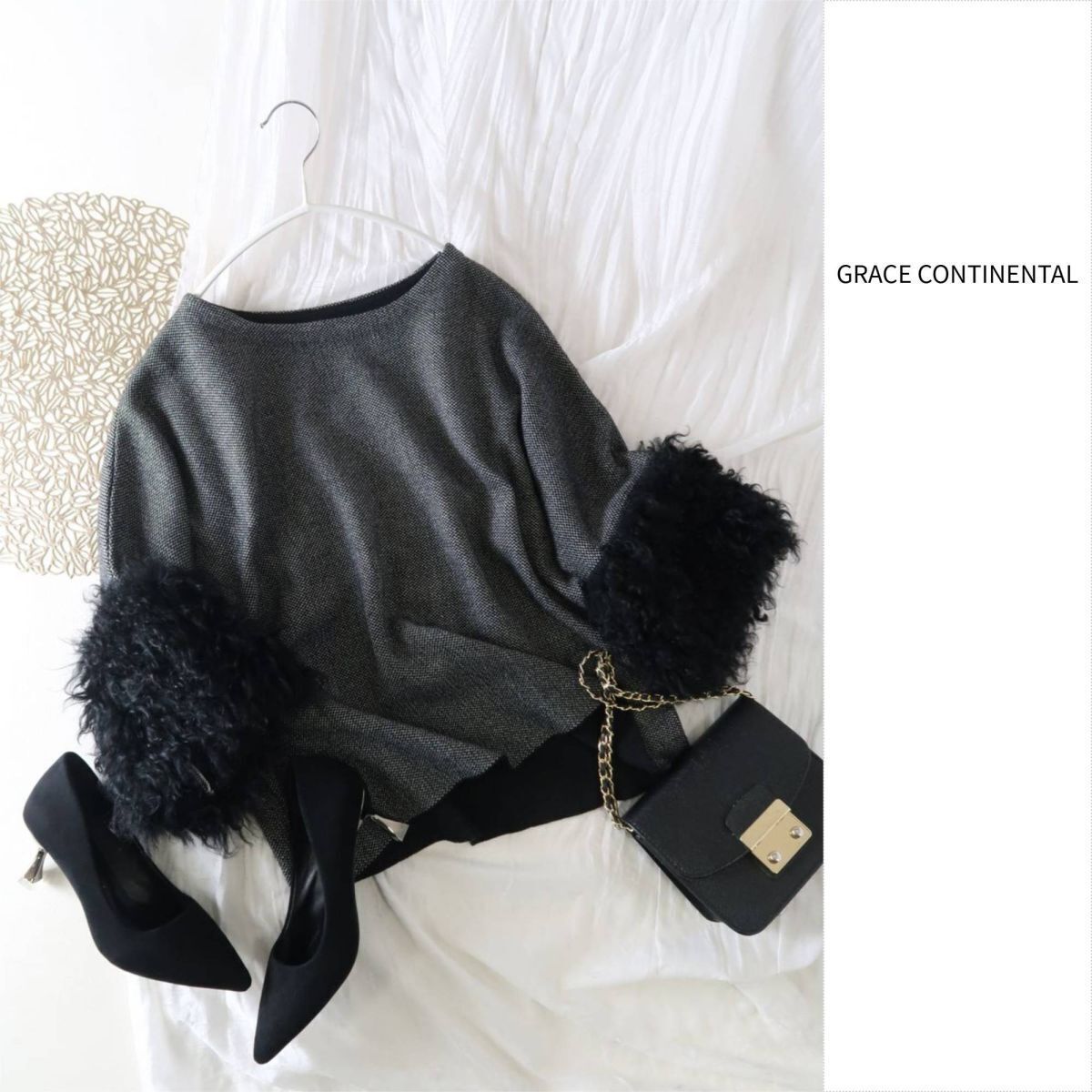 2.8万☆グレースコンチネンタル GRACE CONTINENTAL☆ツィ-ディ-ニットトップ 36サイズ☆A-O 6087拍卖