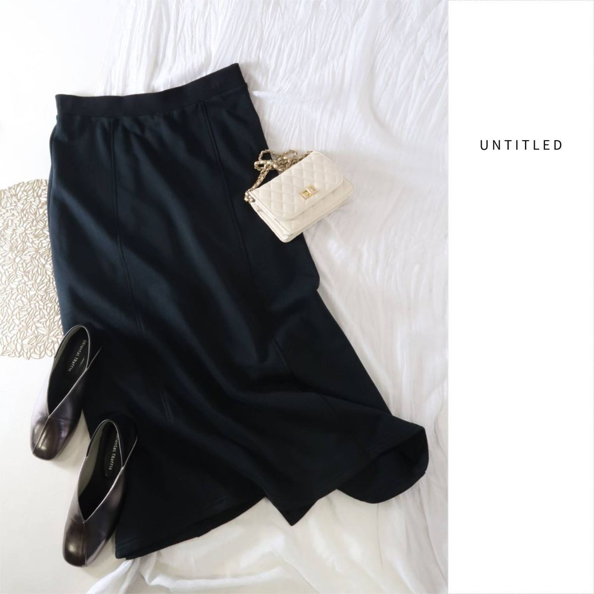 新品☆1.2万☆アンタイトル UNTITLED☆洗える 裏毛マーメイドスカート 44サイズ☆A-O 6314拍卖