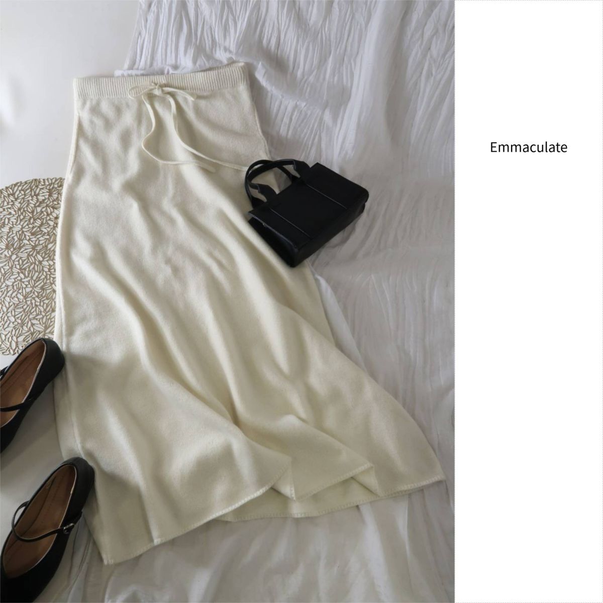 1.7万☆エマキュレイト Emmaculate☆洗える 7G天竺編みフレアースカート Fサイズ☆A-O 6311拍卖