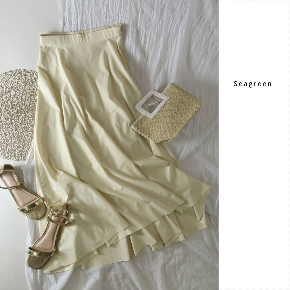 2.3万☆シーグリーン Seagreen☆洗える ロングスカート 02サイズ 日本製☆M-B 4407拍卖