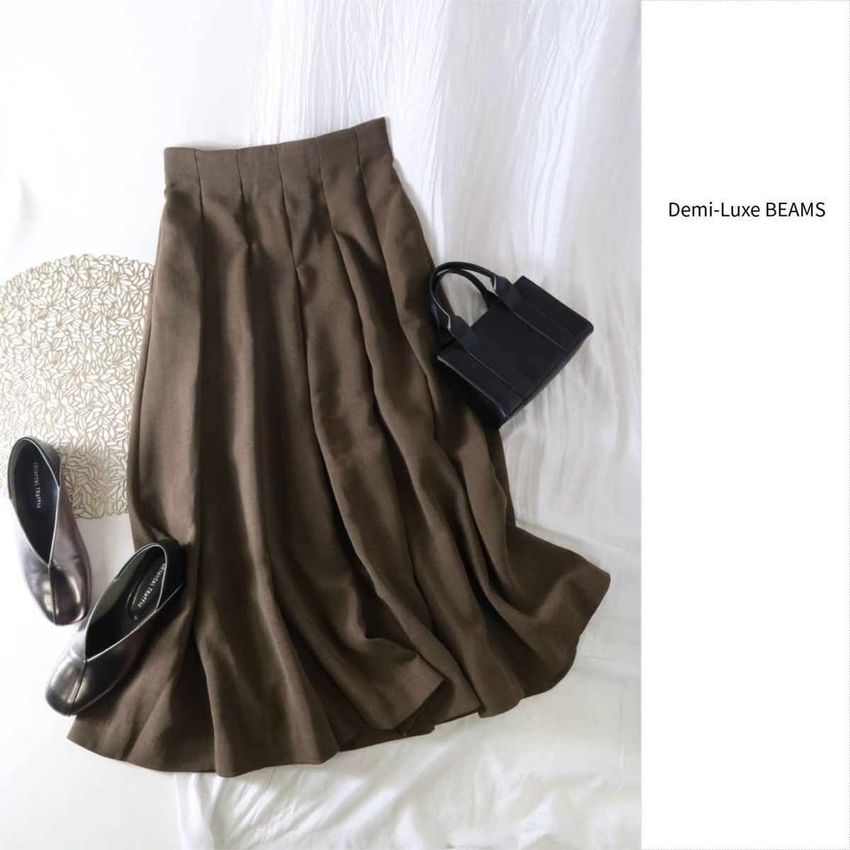 2.7万☆超美品☆デミルクス ビームス Demi-Luxe BEAMS☆ウール混 ダブルボイル タックスカート 36サイズ 日本製☆R-O 6200拍卖