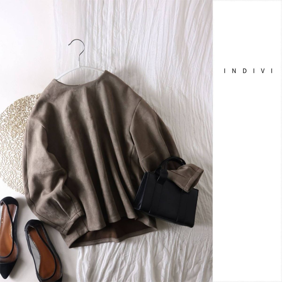 1万☆インディヴィ INDIVI☆洗える スエード調 フォルムトップス 38サイズ☆M-B 6014拍卖