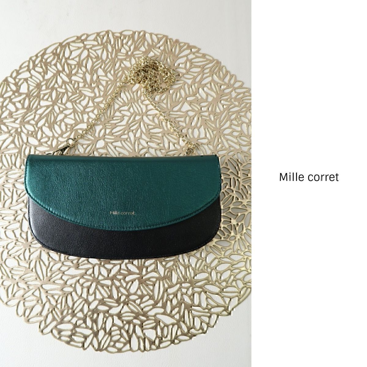 新品☆1.9万☆ミルコレット Mille corret☆本革 3WAY メタリック ウォレットバッグ☆A-O 1354拍卖